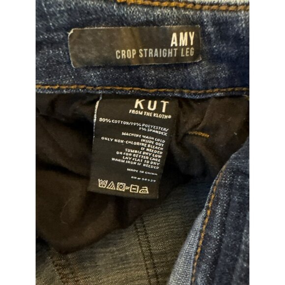 Kut From The Kloth Amy Crop Straight Leg Rolled Raw Hem Jeans Size 6 - Picture 4 of 11